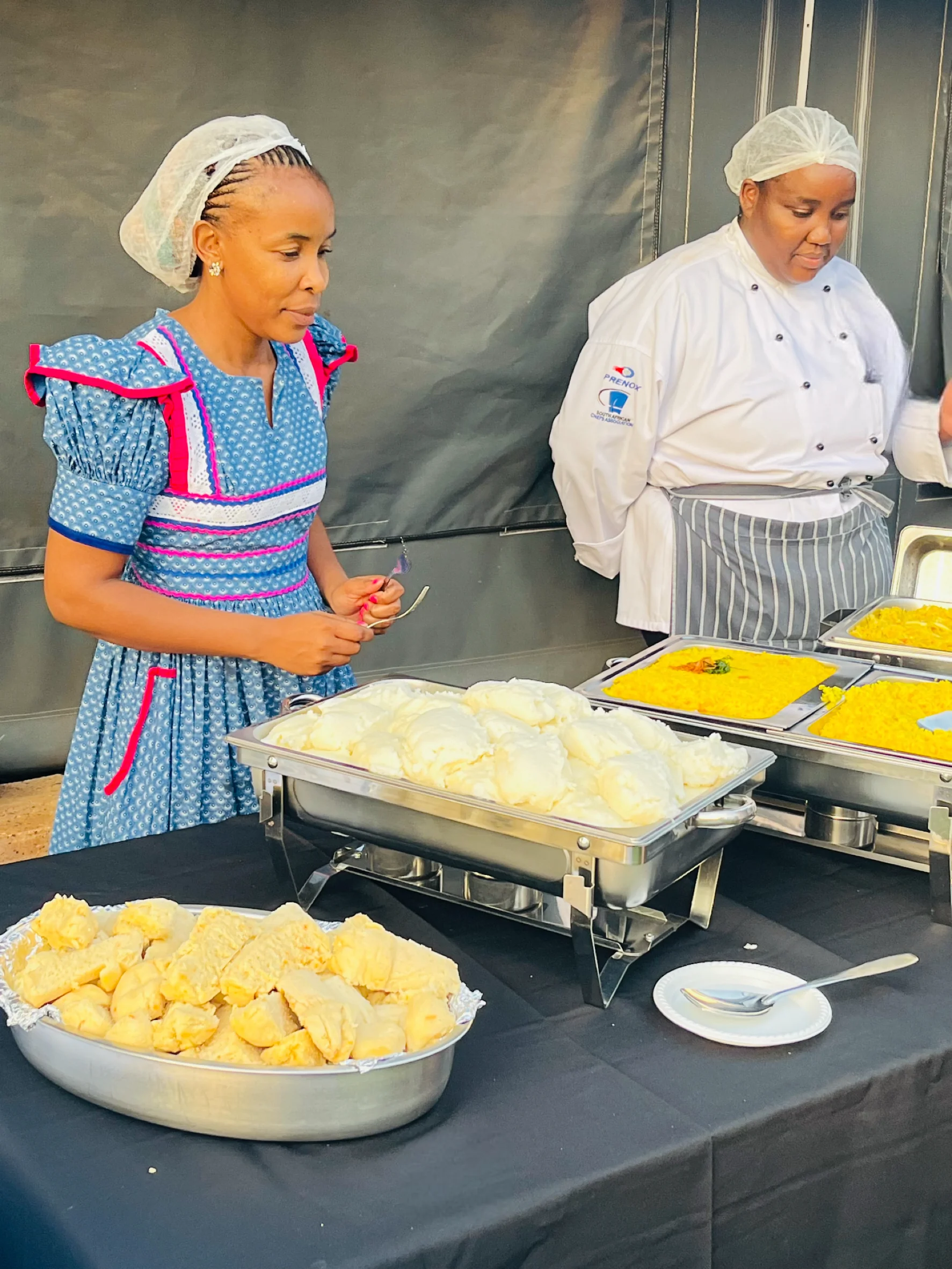 Generous buffet table catering spread